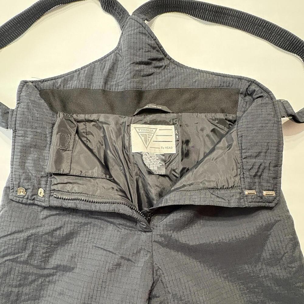 Vtg Tyrolia By Head Women’s Ski Bibs Size 14 Black Snow Overalls - Picture 6 of 7